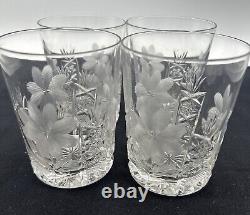 Antique American Brilliant Daisy Cut Glass Water Whiskey/Juice Tumble Set Of 4