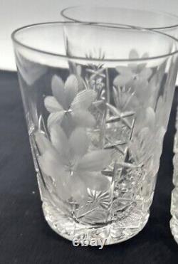 Antique American Brilliant Daisy Cut Glass Water Whiskey/Juice Tumble Set Of 4