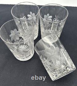 Antique American Brilliant Daisy Cut Glass Water Whiskey/Juice Tumble Set Of 4