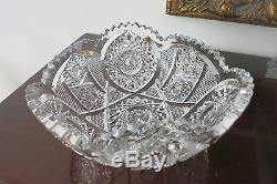 Antique American Brilliant Era Cut Crystal Centerpiece Bowl Compote Unique Shape