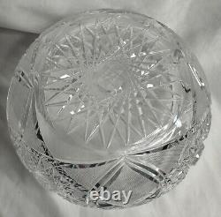 Antique American Brilliant Heavy Crystal Cut Glass Bowl Starburst and Rib 8