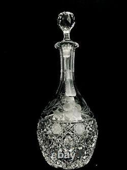 Antique American Brilliant Period 12 Etched and Cut Glass Crystal Decanter