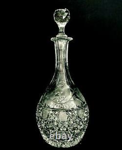 Antique American Brilliant Period 12 Etched and Cut Glass Crystal Decanter