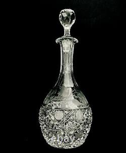 Antique American Brilliant Period 12 Etched and Cut Glass Crystal Decanter