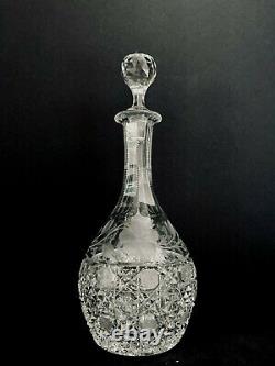 Antique American Brilliant Period 12 Etched and Cut Glass Crystal Decanter