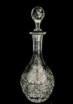 Antique American Brilliant Period 12 Etched and Cut Glass Crystal Decanter