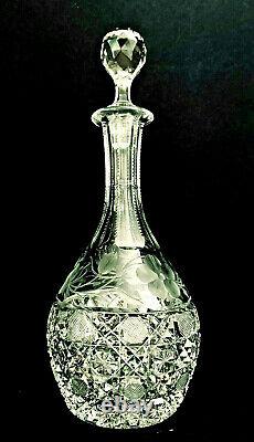 Antique American Brilliant Period 12 Etched and Cut Glass Crystal Decanter