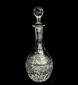 Antique American Brilliant Period 12 Etched and Cut Glass Crystal Decanter