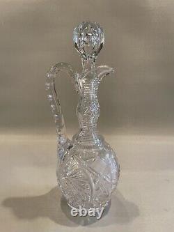 Antique American Brilliant Period ABP Clear Cut Crystal Glass Decanter