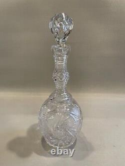 Antique American Brilliant Period ABP Clear Cut Crystal Glass Decanter