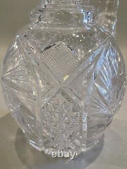 Antique American Brilliant Period ABP Clear Cut Crystal Glass Decanter