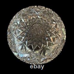 Antique American Brilliant Period ABP Cut Crystal Glass Hobstar Sawtooth Bowl 8