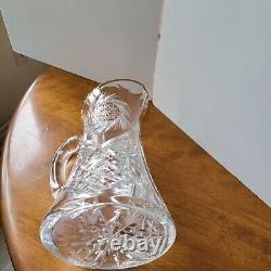 Antique American Brilliant Period ABP Cut Crystal Glass Pitcher 11 Pinwheel