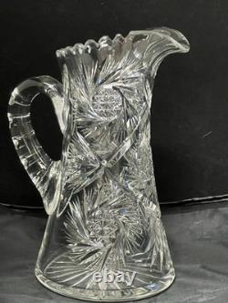 Antique American Brilliant Period ABP Cut Crystal Glass Pitcher 1876-1914