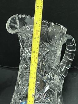 Antique American Brilliant Period ABP Cut Crystal Glass Pitcher 1876-1914