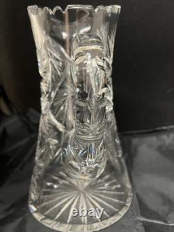 Antique American Brilliant Period ABP Cut Crystal Glass Pitcher 1876-1914