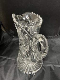 Antique American Brilliant Period ABP Cut Crystal Glass Pitcher 1876-1914