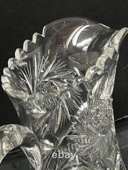 Antique American Brilliant Period ABP Cut Crystal Glass Pitcher 1876-1914