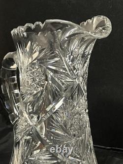 Antique American Brilliant Period ABP Cut Crystal Glass Pitcher 1876-1914