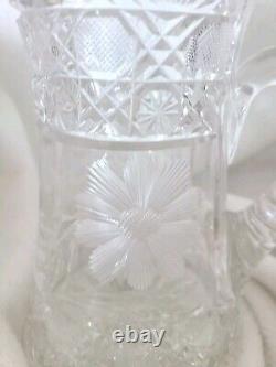 Antique American Brilliant Period ABP Cut Crystal Glass Pitcher 9 MINT