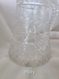 Antique American Brilliant Period ABP Cut Crystal Glass Pitcher 9 MINT