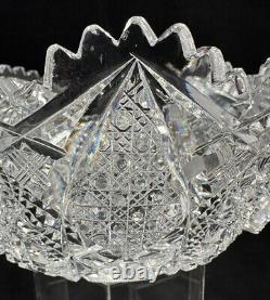 Antique American Brilliant Period Clear Cut Crystal Glass Centerpiece Bowl 8