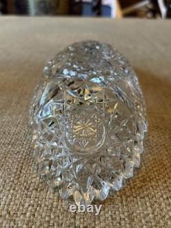 Antique American Brilliant Period Cut Crystal Glass Relish Oval Dish 11 L