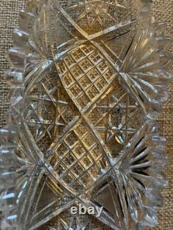 Antique American Brilliant Period Cut Crystal Glass Relish Oval Dish 11 L