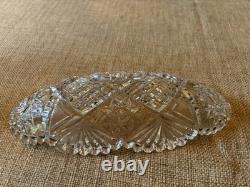 Antique American Brilliant Period Cut Crystal Glass Relish Oval Dish 11 L