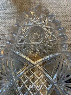 Antique American Brilliant Period Cut Crystal Glass Relish Oval Dish 11 L