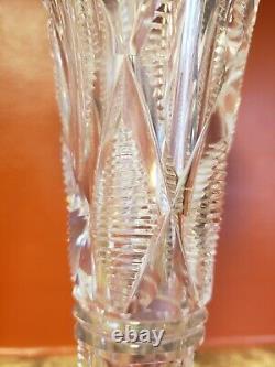 Antique American Brilliant Period Cut Glass Crystal Trumpet Bud Vase 10.24 ABP