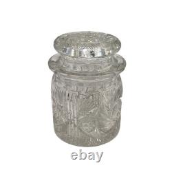 Antique American Brilliant Period Cut Glass Humidor Jar Crystal Tobacco Hobstar