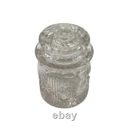 Antique American Brilliant Period Cut Glass Humidor Jar Crystal Tobacco Hobstar