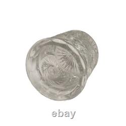 Antique American Brilliant Period Cut Glass Humidor Jar Crystal Tobacco Hobstar
