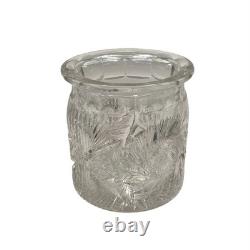 Antique American Brilliant Period Cut Glass Humidor Jar Crystal Tobacco Hobstar