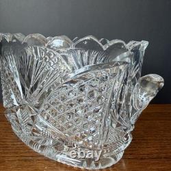 Antique American Brilliant Period Cut Glass Ice Tub Crystal Punch Bowl