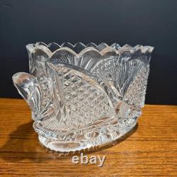 Antique American Brilliant Period Cut Glass Ice Tub Crystal Punch Bowl
