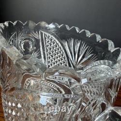 Antique American Brilliant Period Cut Glass Ice Tub Crystal Punch Bowl