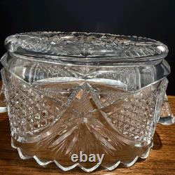 Antique American Brilliant Period Cut Glass Ice Tub Crystal Punch Bowl