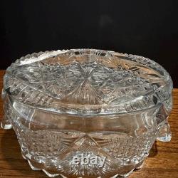 Antique American Brilliant Period Cut Glass Ice Tub Crystal Punch Bowl