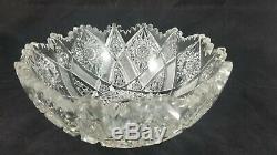 Antique American Brilliant Period Cut Glass Triangle Crystal Bowl Unger Bros 9