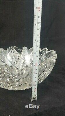 Antique American Brilliant Period Cut Glass Triangle Crystal Bowl Unger Bros 9