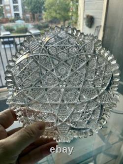 Antique American Brilliant Period Nappy Hobstar Vesica Hobnail Crosshatch ABP