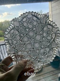 Antique American Brilliant Period Nappy Hobstar Vesica Hobnail Crosshatch ABP