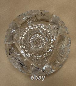 Antique American Cut Crystal Glass Boudoir Hobstar Lamp Mushroom Shade