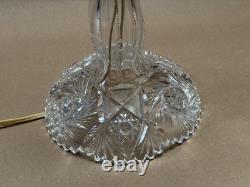 Antique American Cut Crystal Glass Boudoir Hobstar Lamp Mushroom Shade