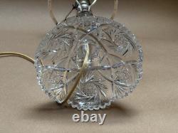 Antique American Cut Crystal Glass Boudoir Hobstar Lamp Mushroom Shade