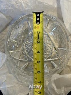 Antique American Cut Crystal Glass Boudoir Hobstar Lamp Mushroom Shade