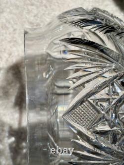 Antique American Cut Crystal Glass Boudoir Hobstar Lamp Mushroom Shade