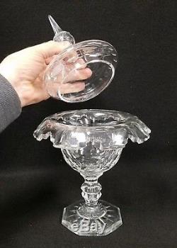 Antique Anglo-Irish Covered Cut Crystal Glass Waterford Compotes Free Shipping